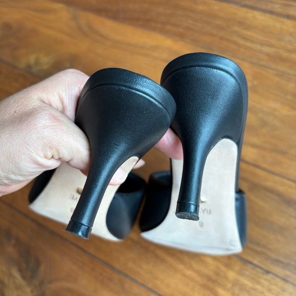 RAYE Abie Heel in Black Slip on Mules Square Toe 8 - Picture 8 of 9
